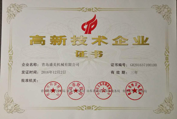 恒峰g22高新技术企业证书